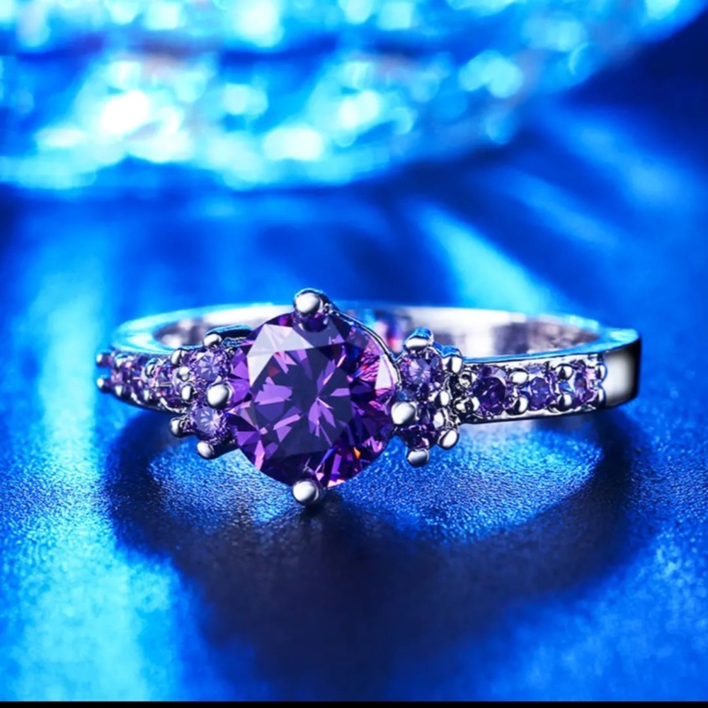 NEW! Silver with Purple CZ Ring